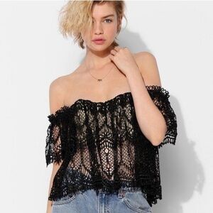 💕 STONE COLD FOX Moroccan holy tube top in black size 2 lace eyelet REVOLVE
